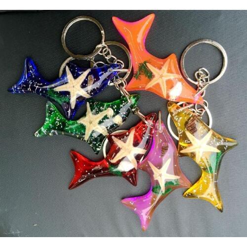 FREE SHIPPING 20 pcs vogue dolphin totem starfish keychain