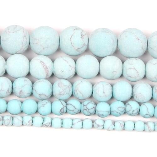 4-12mm Natural Stone Beads Loose Round Frosted Blue Stone Beads For Jewelry Making DIY Charm Bracelet Necklace Handmade