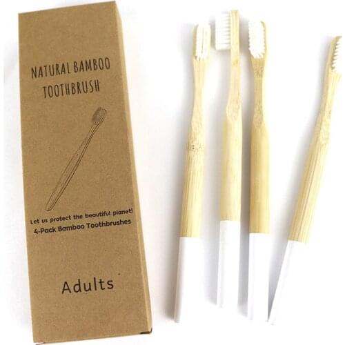 4Pcs Oral Care Hot Selling Natural Adult Bamboo Toothbrush For Personal Care