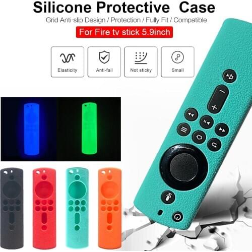 5.9 Inch Remote Control Cover Luminous Anti-lost Dustproof Silicone Case Compatible For Fire Media Player TV Stick 4K Cube