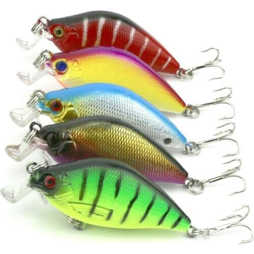 5pcs Plastic Hard Crankbait Reflective Fake Lure Artificial Bass Fishing Lure Treble Hooks Pesca Fishing Wobblers 6.5cm 8.4g
