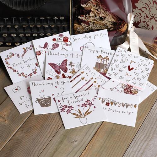 Mini greeting cards embossed hot stamping daily greetings happy birthday small greeting cards
