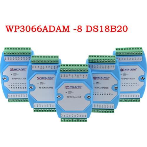 8 channel input temperature sensor DS18B20 module RS485 RTU MODBUS WP3066ADAM