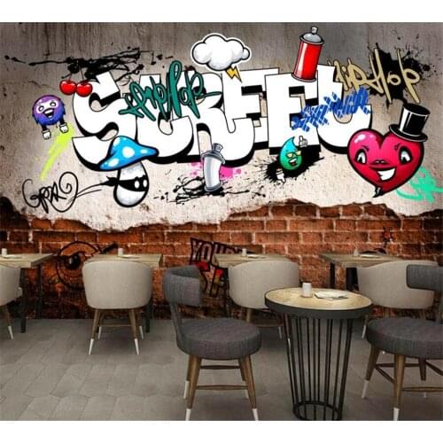 Beibehang Custom 3D wallpaper mural fashion European style retro graffiti brick wall broken wall bar ktv background wall