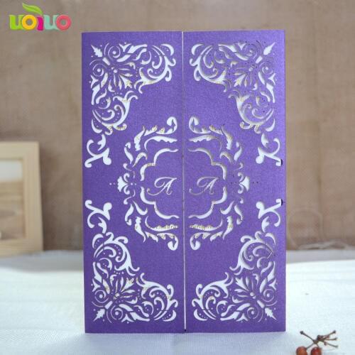 Free logo folded invitation cards laser cut customized birthday party invitation cards 50sets/lot