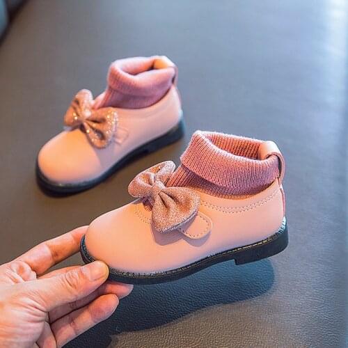 Fashion New Autumn Bow Children Shoes Baby Girls Ankle Boots For Princess Children Leather Boots 2021 Black Beige 1 3 4 5 6Years