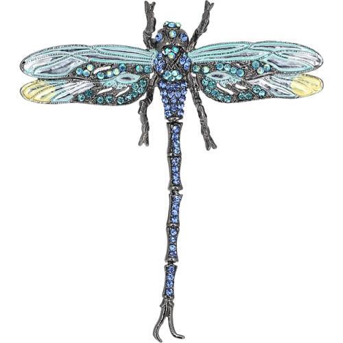 High Quality Crystal Dragonfly Brooches for Women Girl Green Jewelry Scarf Lapel Pins Brooch Antique Accessories O2202-1