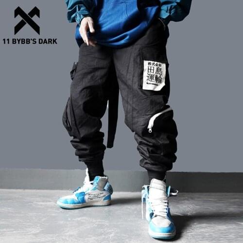 11 BYBBS DARK Multi Pockets Hip Hop Harem Cargo Pants Men Harajuku Casual Streetwear Sweatpants Joggers Elastic Waist Trousers
