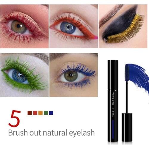 Colorful Mascara Lashes Thick Eyelashes Stretching Makeup Waterproof Lasting Mascara Color Orange Red Yellow Green Blue
