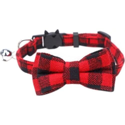 Colorful Plaid Grid Cat Collars Cotton Striped Bowknot Necklace Bulldog Chihuahua Bow Tie Puppy Small Dog Party Bandana Collar