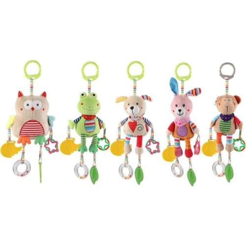 Newborn Baby Plush Stroller Toys Baby Rattles Mobiles Cartoon Animal Hanging Bell Educational Baby Toys 0-12 Months