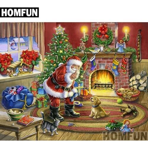 HOMFUN Full Square/Round Drill 5D DIY Diamond Painting "Christmas Santa Claus" 3D Embroidery Cross Stitch 5D Decor A00857