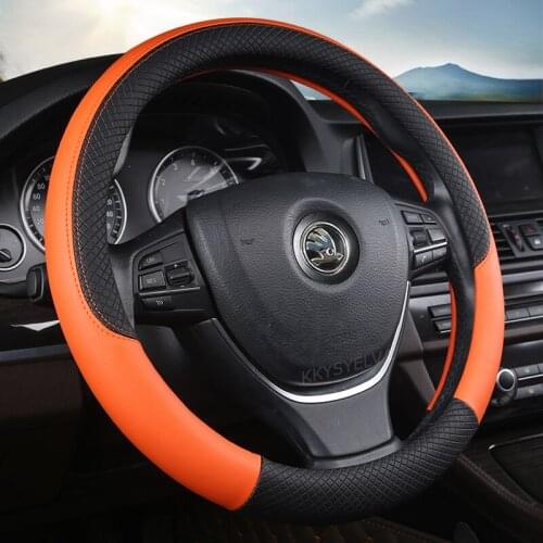 Leather Car Steering Wheel Cover Anti-slip for Skoda Rapid Spaceback Auto interior Accessories