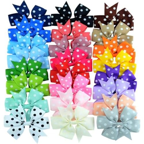 Nishine 3.2" 10pcs/lot Dot Ribbon Bows for Baby Girls Headband Hair Clips Diy Women Kids Headwear Children Hair Accessories