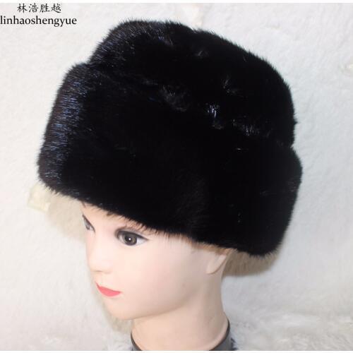 Linhaoshengyue 2017 New Fashion Real Fur Mink Fur Man Fashi Cap Noble Winter Hats Warm Retro Gentleman