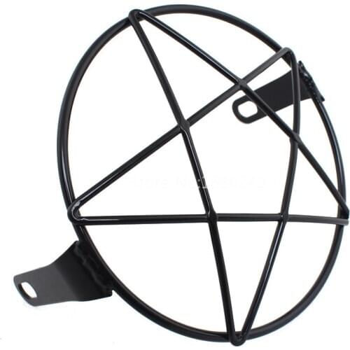 Retro 6.3"16CM Motorcycle Metal Grill Pentagram Star Model Side Mount Headlight Lamp Cover Mask Fits For Harley Honda Kawasaki