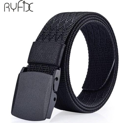 Solid color jacquard pure nylon men and women belt automatic buckle belt youth outdoor canvas belt resin buckle NS07