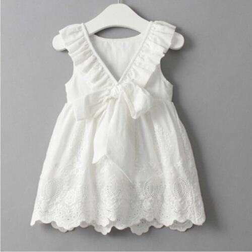 Girl solid color sleeveless dress Girl backless fresh fashion dress Girl cotton openwork embroidered dress Girl cool dress