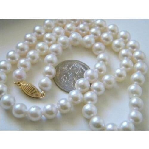 Real 9-10mm south sea white natural pearl necklace 18 inch 14K gold marked