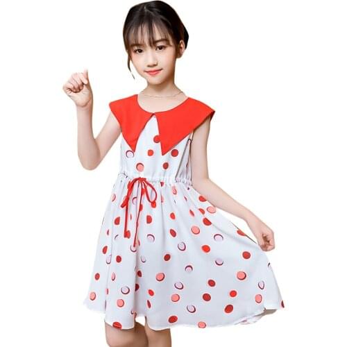 Girl Dresses Dot Pattern Girls' Dresses Patchwork Children Dress Summer Girls Costumes Kids 6 8 10 12 14