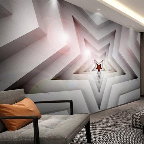 Custom Photo Wallpaper Modern Creative 3D Stereo Five-pointed Star Geometric Line Mural Living Room TV Sofa Bedroom Home Decor
