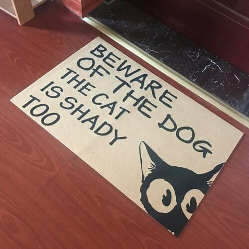 Rubber Doormat Entrance Floor Mat Funny Doormat Welcome Beware of The Dog The Cat Is Shady Too Outdoor Rubber Door Mat