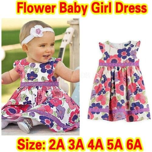 Retail Girl Dress New Arrival 2018 100% cotton baby girl dress floral dresses children clothing flower girl dresses