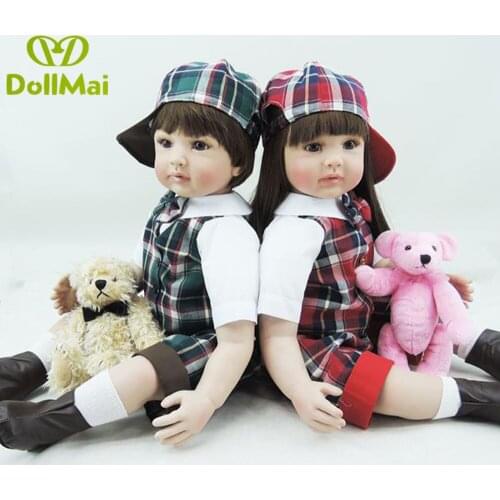60cm Silicone Reborn Baby boy girl Doll Toy For Children 24inch Vinyl Toddler Princess dolls bebe gift reborn bonecas