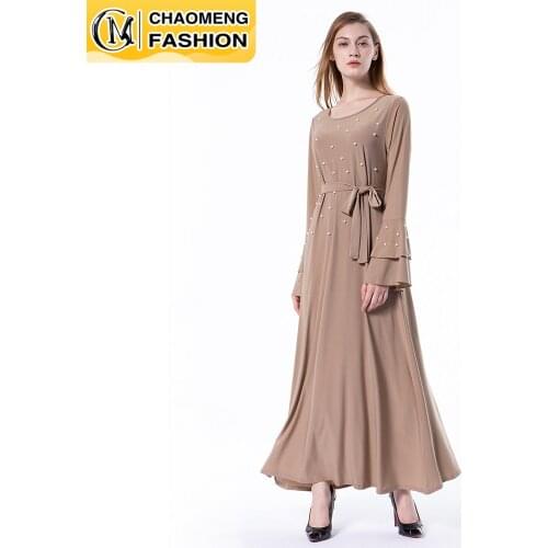 Modest Fashion Arabic Vestidos Muslim Kaftan Turkey Women Beading Maxi Hijab Dress Caftan Elbise Robe Turkish Islamic Clothing