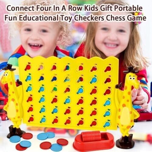 Connect Four In A Row Kids Gift Portable Fun Educational Toy Checkers Chess Game