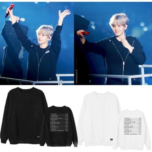 Kpop Exo Hoodies Four Concert Tour The Elyxion Zipper Sweatshirt Coat K-pop Exo Tops Men Women Harajuku Autumn Winter Clothes