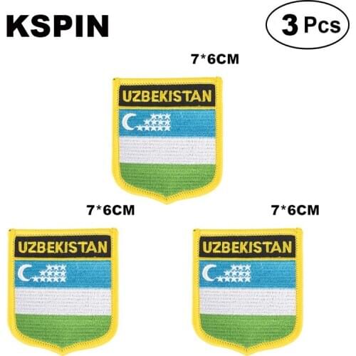 Uzbekistan Shiled Shape flag patches national flag patches for Cothing DIY Decoration