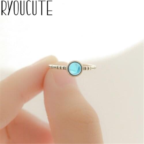 Personality Punk Retro Vintage Blue Crystal Open Rings for Women Men Statement Party Boho Jewelry Gifts bague femme
