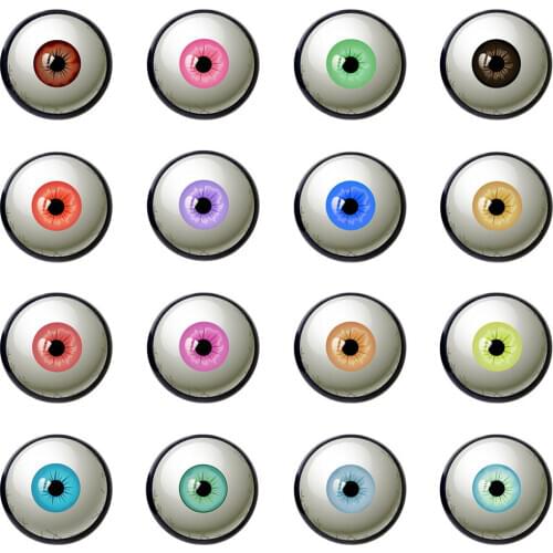 10pcs 12/18/20mm Cat Eyes Glass Cameo Buttons Cabochon Animal Eyes Pattern Scrapbooking Findings Kid Toy Craft DIY Accessory