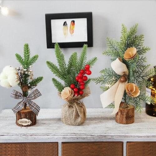 25cm Miniature Christmas Tree Mini Artificial Christmas Tree Vivid Decorations Portable Delicate Tree Ornaments Desktop Decor
