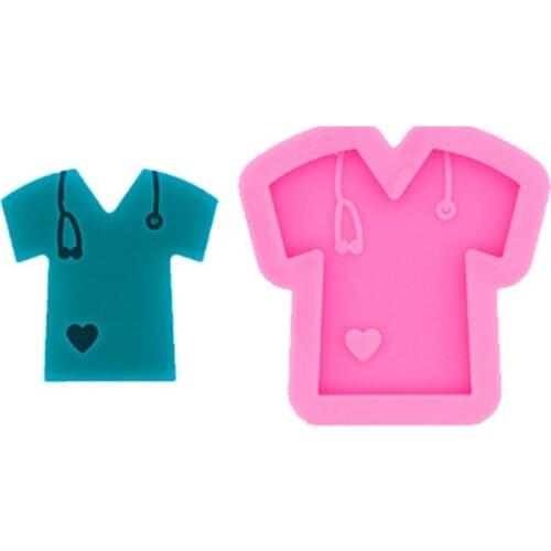 3Pcs/Set Crystal Epoxy Resin Mold Nurse Shirt Love Heart Stethoscope Keychain Pendant Casting Silicone Mould DIY Crafts Key 87HB