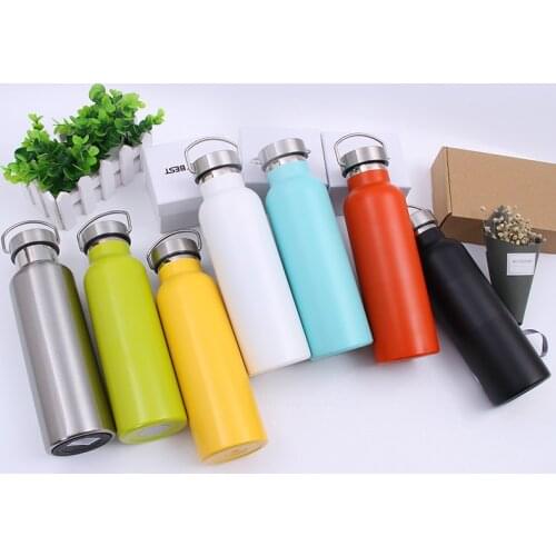 350/500/750ml Water Bottle Sports Flask Travel Mug 12/17/25oz 18/8 Stainless Steel 2-Wall Wide Mouth Insulated Vacuum Multi-Lid
