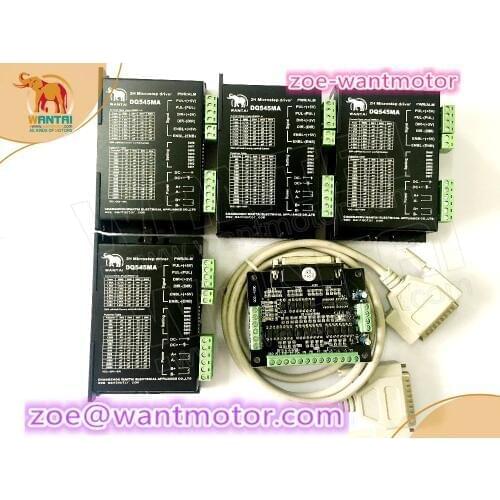 4axis cnc kit 4pcs Wantai Stepper Motor Driver DQ545MA 50V 4.5A 128Microsteps +1PC breakout board for Nema 17 23 stepper motor