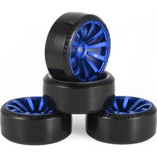 4Pcs 1/10 RC Drift Car Tire Wheel Rim Hard Wheel Tyre for Traxxas HSP Tamiya HPI Kyosho On-road Drifting Car RC Vehicle Toy