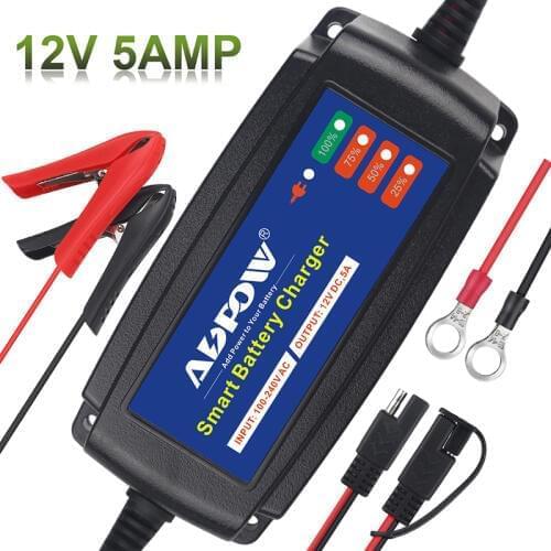 5 Stage 12v Car Battery Charger 5AMP Automatic 100v-240V Lead Acid Battery Power Charging Intelligent 12v Motorcycle Boat
