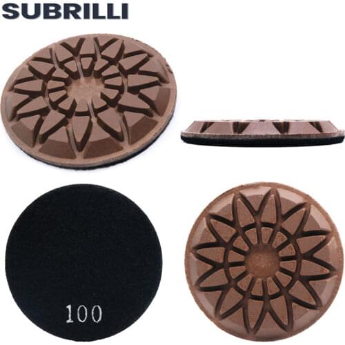 SUBRILLI 3" 3pcs Diamond Renovator Grinding Discs Concrete Stone Polishing Pad Resin Bond Sanding Abrasive Pads