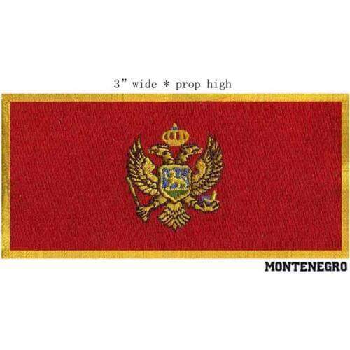 Army badge MONTENEGRO embroidered iron on flag patch 3 "wide yellow border sewing supplies