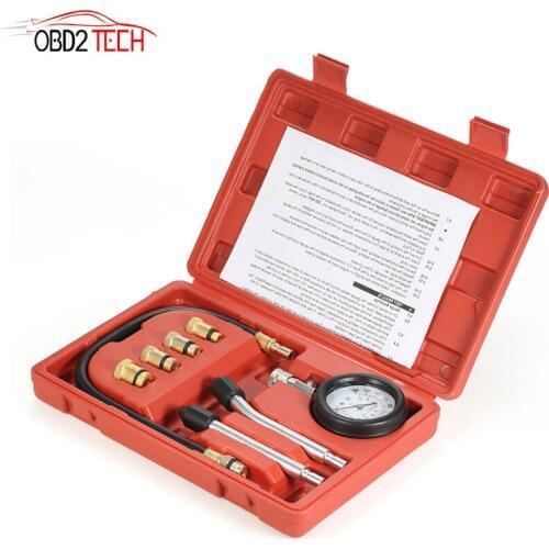 Auto Petrol Gas Engine Cylinder Car Tester Set Compression Leakage Diagnostic Compressometer Tool For Motorbike Auto With Case