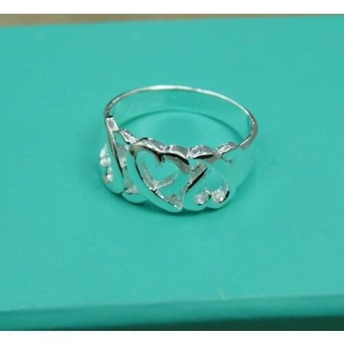 BABYLLNT 925 Sterling Silver Three Heart Ring For Women Wedding Engagement Party Jewelry Gift