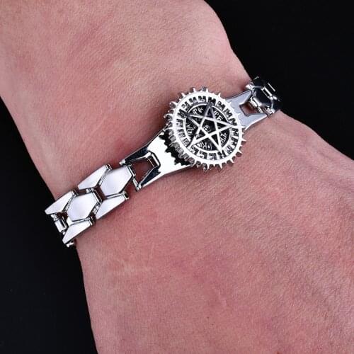 Pentagram Bracelet for Men Keel Chain Bracelets & Bangles Titanium Stainless Steel Chic Hand Chain Wrist Band Jewelry Pulseras