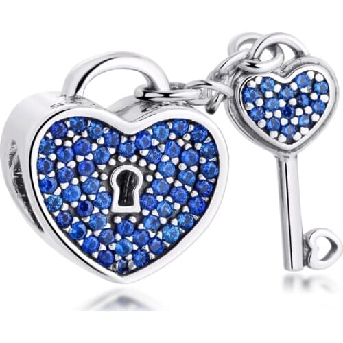 Beads fit for Pandora Bracelets Lock of love Dangle charms 100% 925 Sterling Silver Jewelry Free Shipping