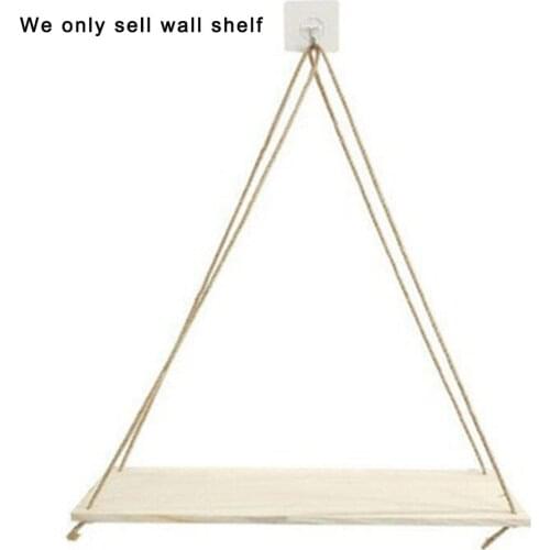 Wooden Rope Swing Wall Hanging Plant Flower Pot Tray Mounted Floating Wall Shelves Nordic Home Decoration Moredn Simple Design