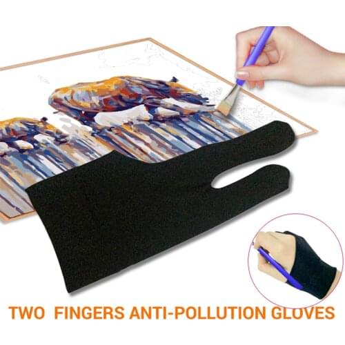 Two Finger Anti-fouling Glove For Artist Drawing & Pen Graphic Tablet Pad Household Gloves Right Left Hand Black Glove Free Size