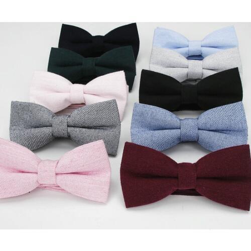 2019 Brand New Mens Fashion 100% Cotton Vintage Navy Bow Ties for man wedding business suits solid black butterfly accessories