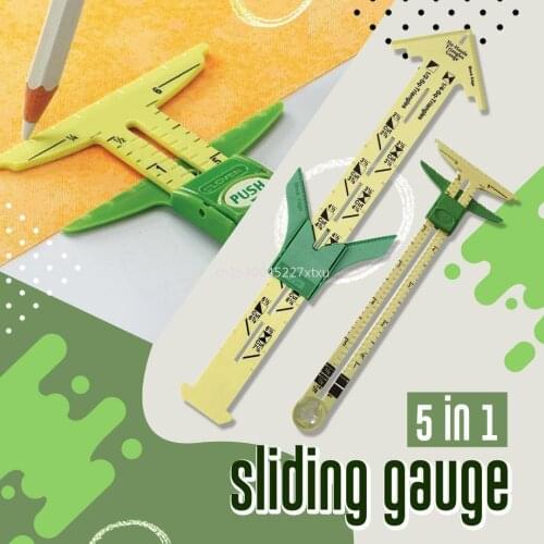 5-IN-1 Sliding Gauge with Nancy Measuring Sewing Tool Patchwork Tool Ruler Tailor Ruler Tool Accessories Dropshipping Home Use